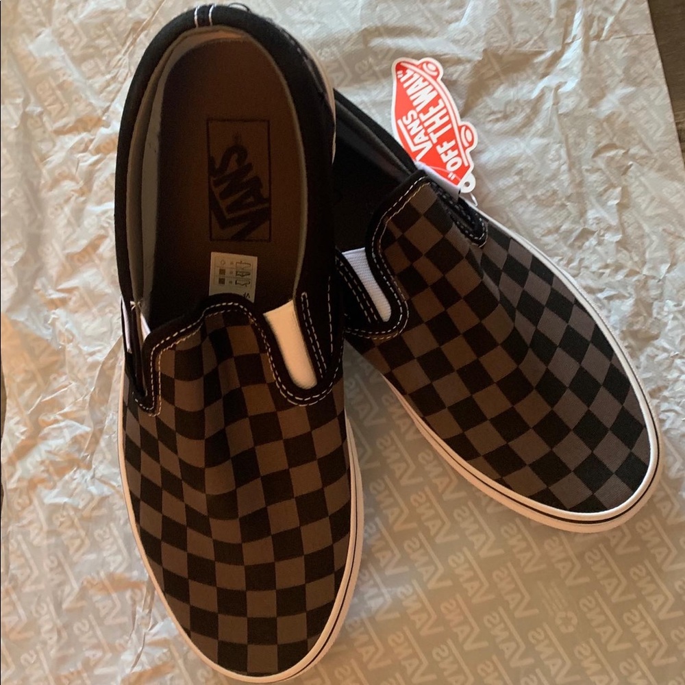 Black and Grey Checkered Vans